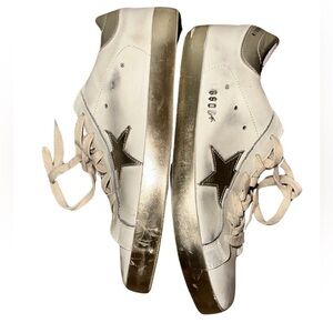 Golden goose gold and white sneaker